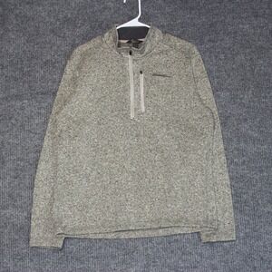 Eddie Bauer Sweater Mens M Oatmeal Gray Radiators 1/4 Zip Pullover Pocket